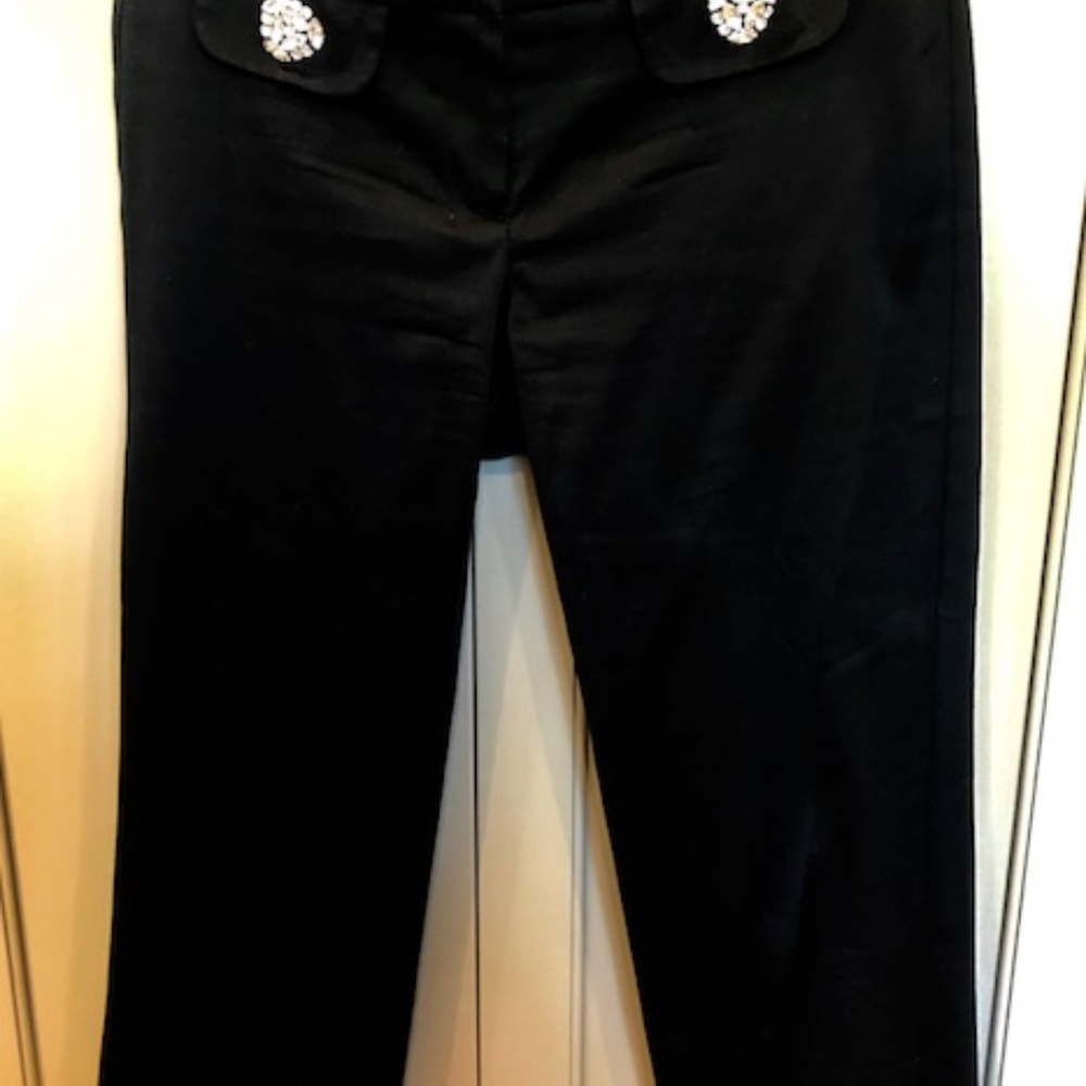 Trina Turk Black Metalic Wide Leg Cropped Pants - Picture 2 of 4